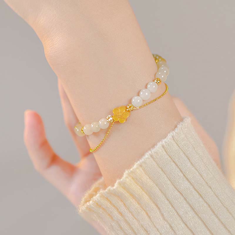 Bracelet porte-bonheur en argent sterling 925 Buddha Stones et jade Hetian naturel