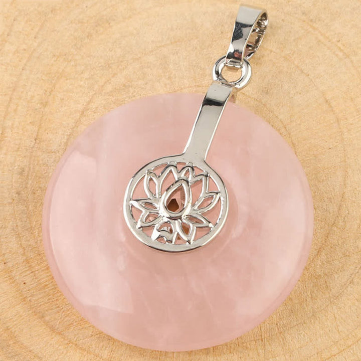 Collier pendentif de guérison en cristal rose avec Buddha Stones et améthyste