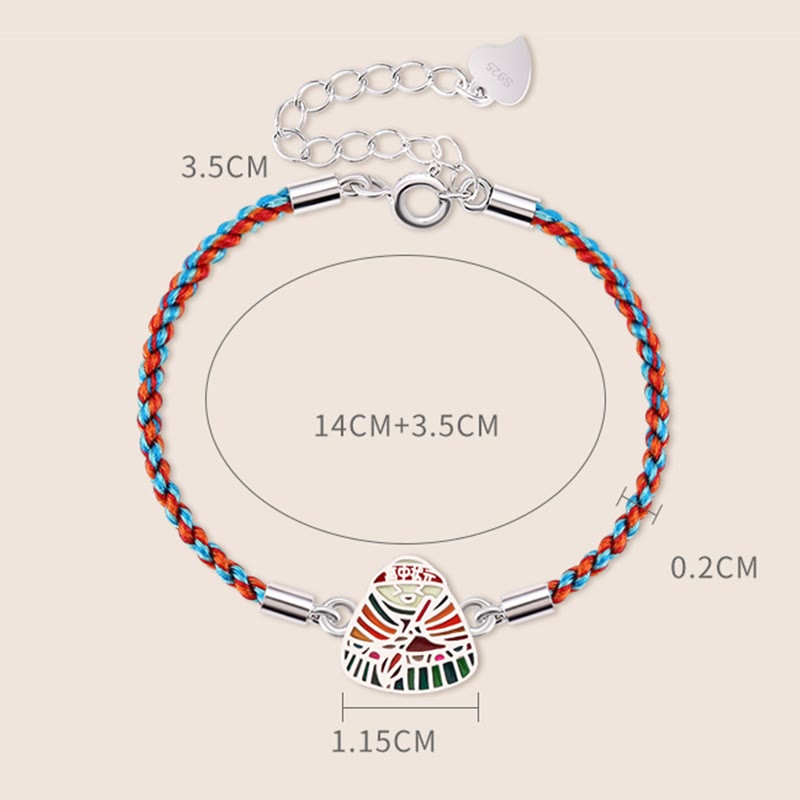 Bracelet artisanal multicolore en argent sterling 925 Buddha Stones et motif Zongzi