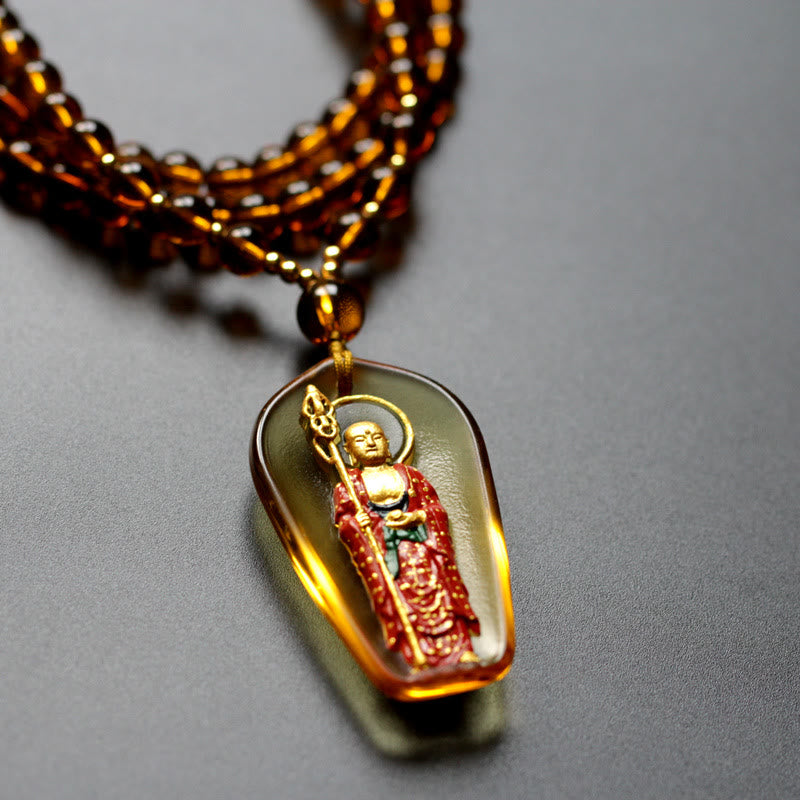 Collier pendentif amulette de compassion en cristal Buddha Stones Liuli Ksitigarbha - image 1