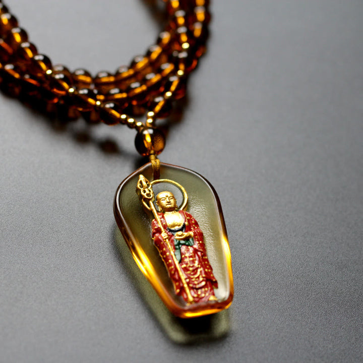 Collier pendentif amulette de compassion en cristal Buddha Stones Liuli Ksitigarbha - image 1