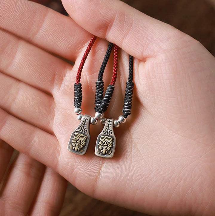 Collier avec pendentif en corde de protection de la déesse de la richesse Zakiram en argent sterling 925 tibétain avec Buddha Stones