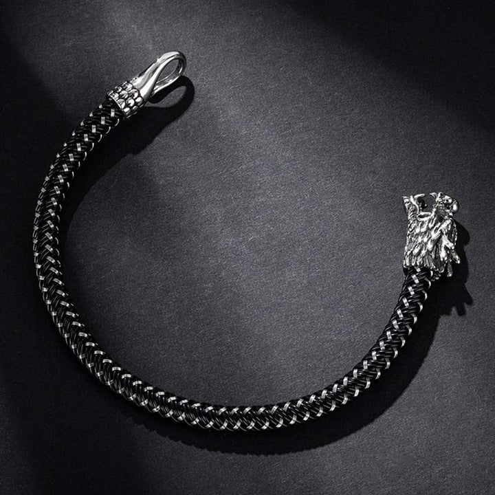Bracelet de protection en acier titane avec dragon et Buddha Stones