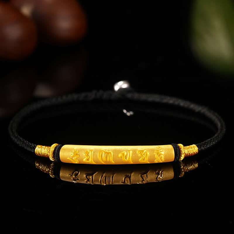 Bracelet tressé à huit fils en or 999 tibétain avec Buddha Stones Om Mani Padme Hum, fabriqué à la main, avec nœud de paix et porte-bonheur