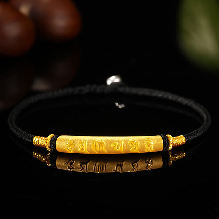 Bracelet tressé à huit fils en or 999 tibétain avec Buddha Stones Om Mani Padme Hum, fabriqué à la main, avec nœud de paix et porte-bonheur