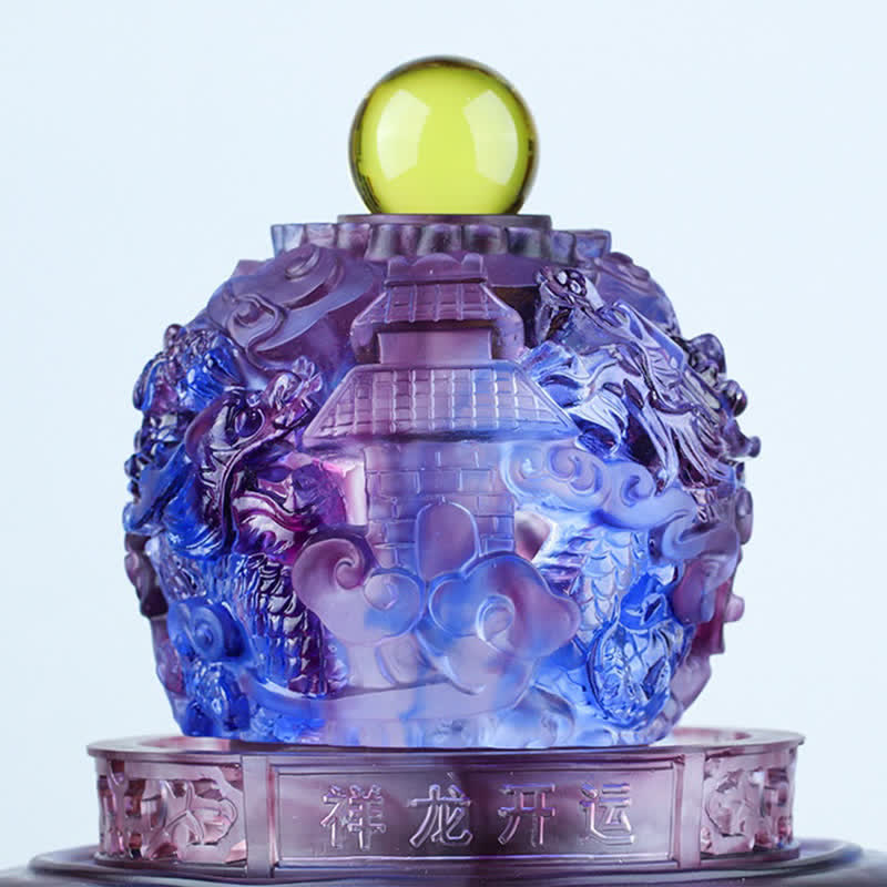 Buddha Stones Feng Shui Dragon de Bon augure Fait à la Main Cristal Liuli Pièce d'Art Rotative Décoration de Bureau à Domicile Chanceuse - image 3