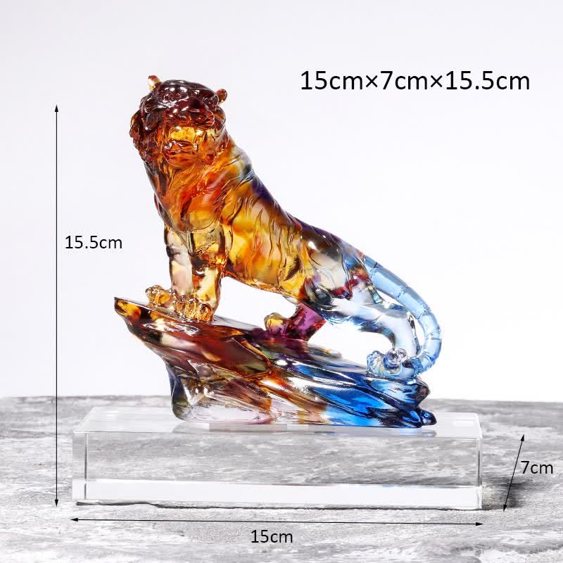 Pièce d'art en cristal de tigre Liuli faite à la main, protection de la décoration de la maison - image 22