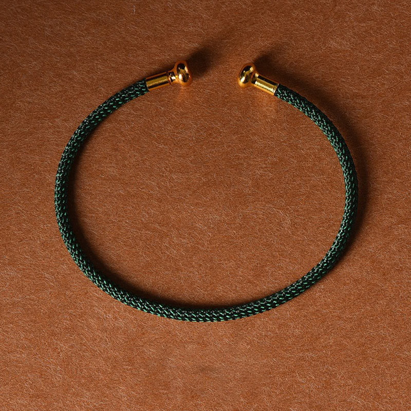 Bracelet manchette tressé fait main avec Buddha Stones au design simple - Vert foncé - image 27