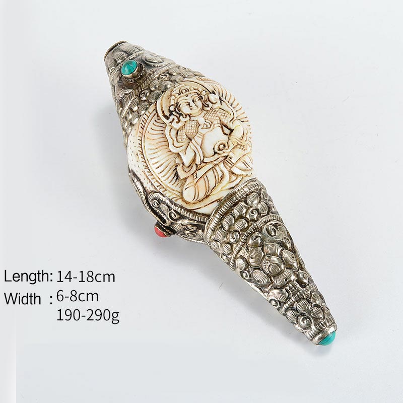 Coquillage de Bouddha Shankha gravé à la main tibétain, décoration positive de richesse - Vajrasattva - image 11