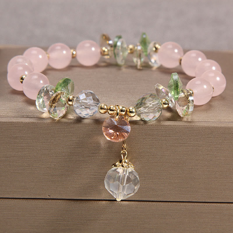 Bracelet à breloques en cristal rose œil de chat Buddha Stones - Cristal rose - image 1