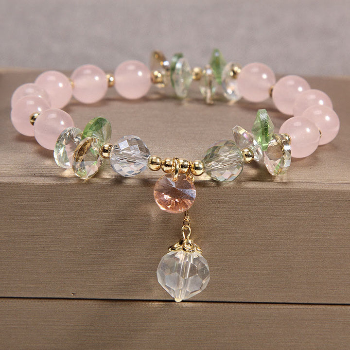 Bracelet à breloques en cristal rose œil de chat Buddha Stones - Cristal rose - image 1