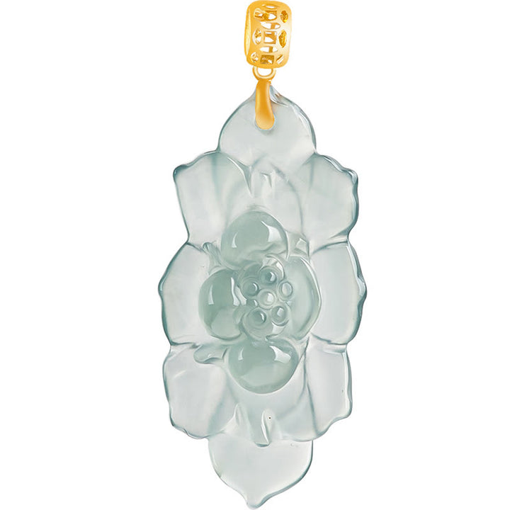 Collier pendentif de prospérité en jade naturel en or 18 carats Buddha Stones et motif lotus - image 10