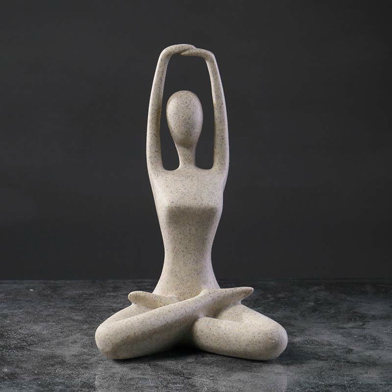 Sculpture abstraite en résine représentant un exercice de méditation et de yoga, décoration de bureau