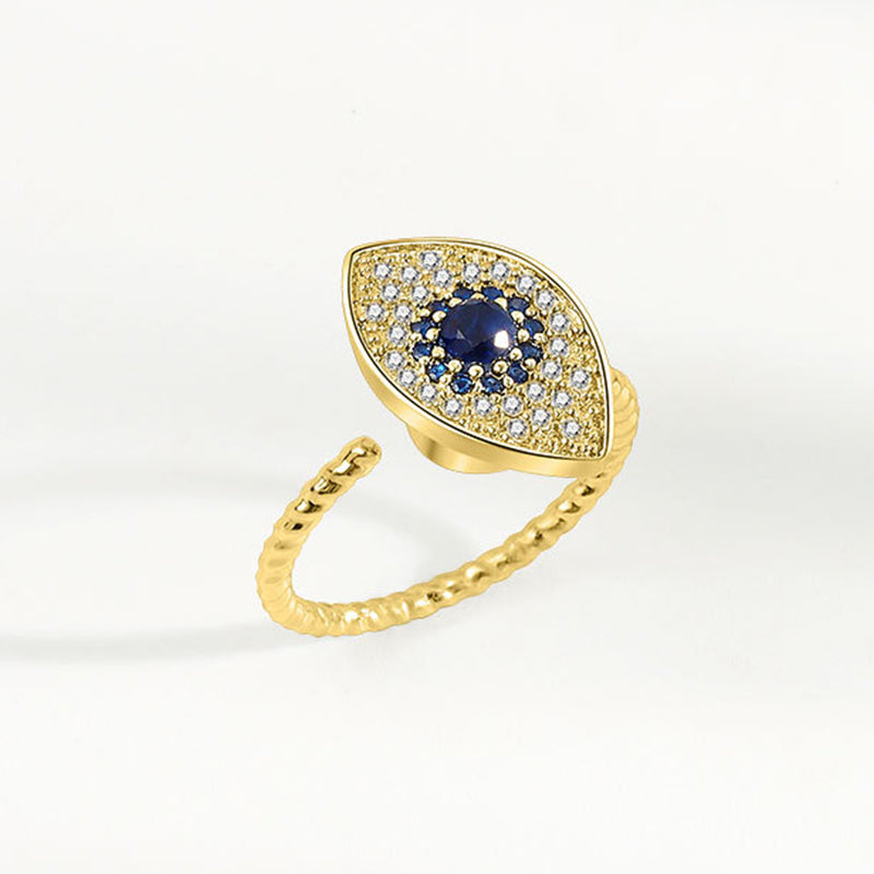 Bague rotative en argent sterling 925 avec protection contre le mauvais œil