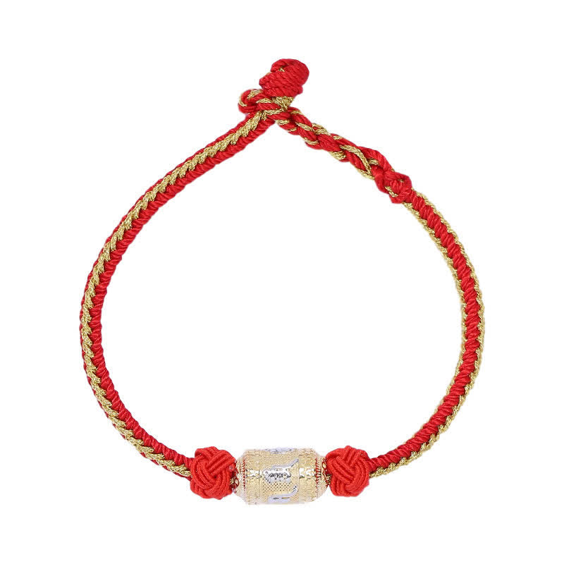Bracelet en argent sterling 925 Buddha Stones et roue de prière Om Mani Padme Hum, chance et force, cordon rouge