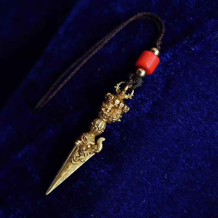 Pendentif de puissance spirituelle gravé en Buddha Stones du Tibet Dorje Vajra Décoration à suspendre