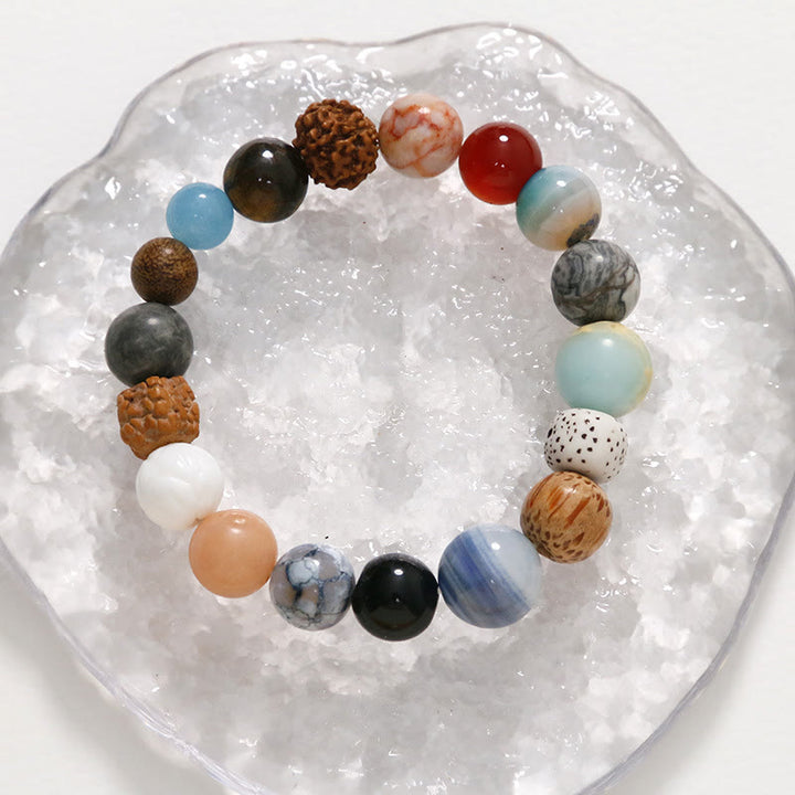 Bracelet en pierre de cristal de graine de Bodhi naturelle en agate de Buddha Stones pour éloigner les mauvais esprits