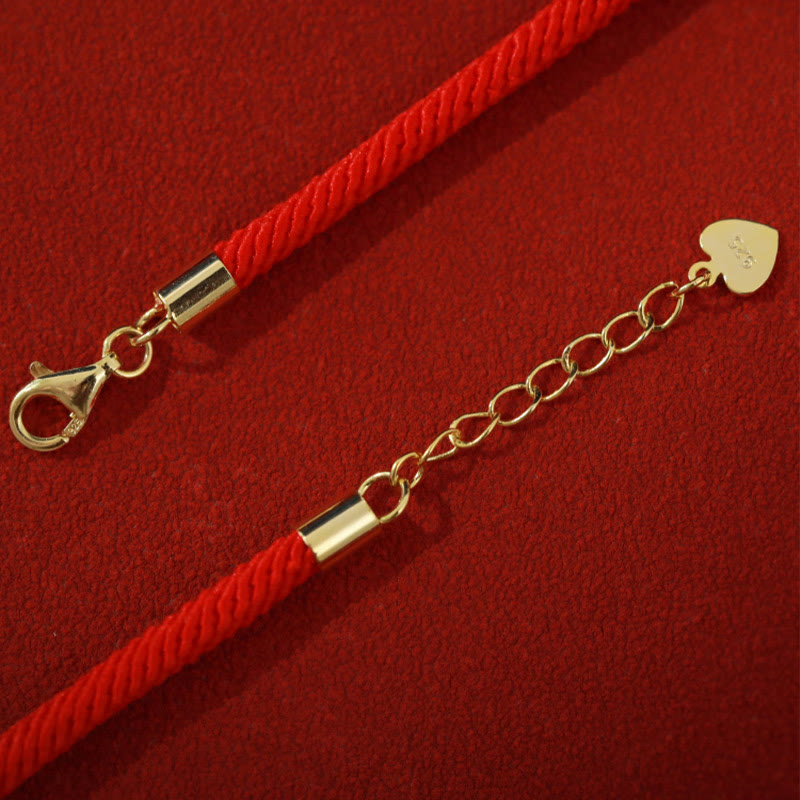 Bracelet en corde rouge en argent sterling 925 avec motif tambour de lotus de Buddha Stones Dunhuang