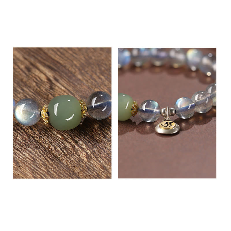 Bracelet positif en argent sterling 925 Buddha Stones et zodiaque chinois, pierre de lune naturelle, jade Hetian