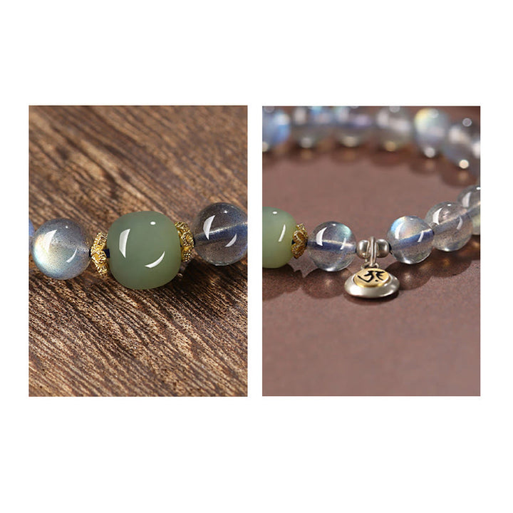 Bracelet positif en argent sterling 925 Buddha Stones et zodiaque chinois, pierre de lune naturelle, jade Hetian
