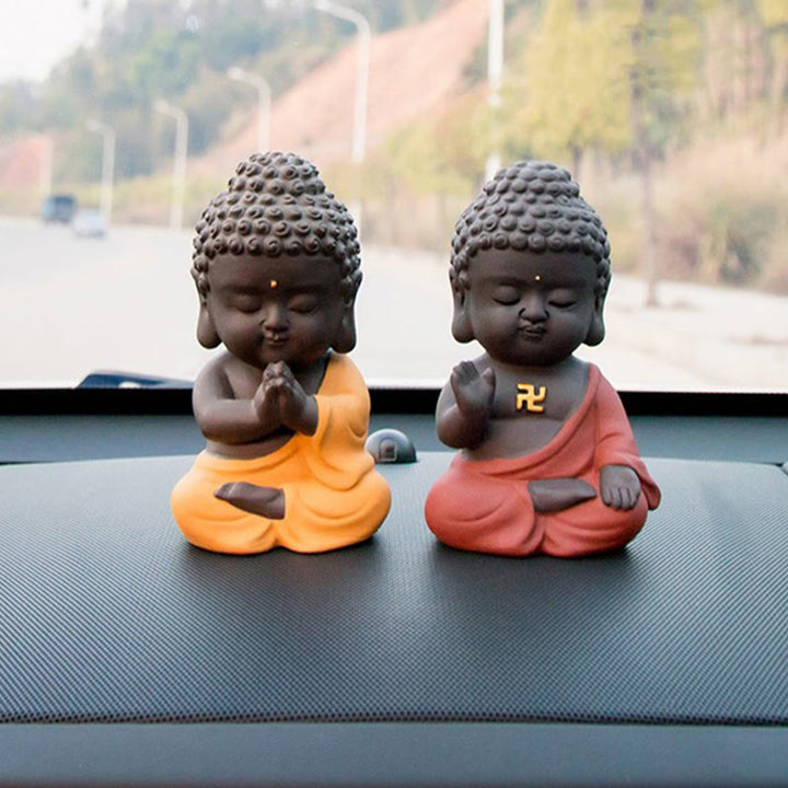 Buddha Stones Petit Bouddha Sérénité Argile violette Décoration de bureau à domicile