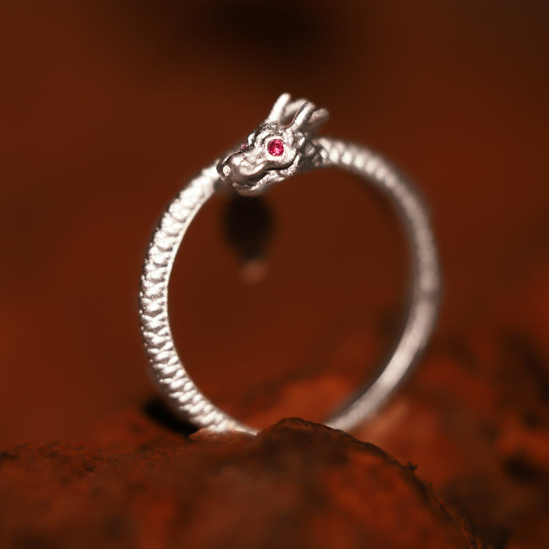 Bague ajustable en argent sterling 925 Buddha Stones , vintage, année du dragon, protection, force