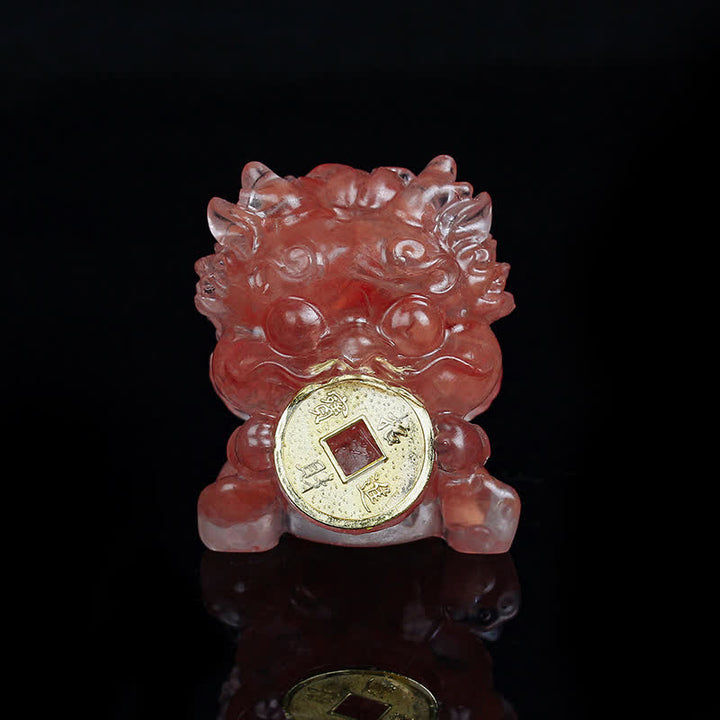 Buddha Stones faites à la main, jolie pièce d'or PiXiu, cristal Fengshui, énergie, richesse, fortune, décoration de la maison