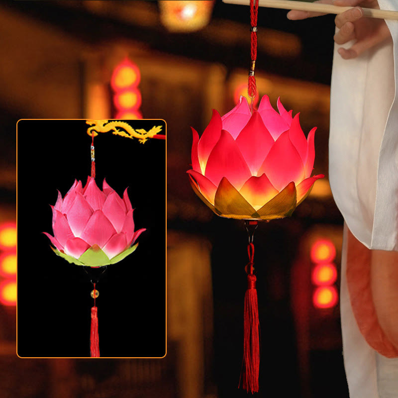 Lampe à pompon en forme de lanterne en forme de Buddha Stones et de fleur de lotus à faire soi-même - Lanterne Lotus Rouge (à monter soi-même) - image 13