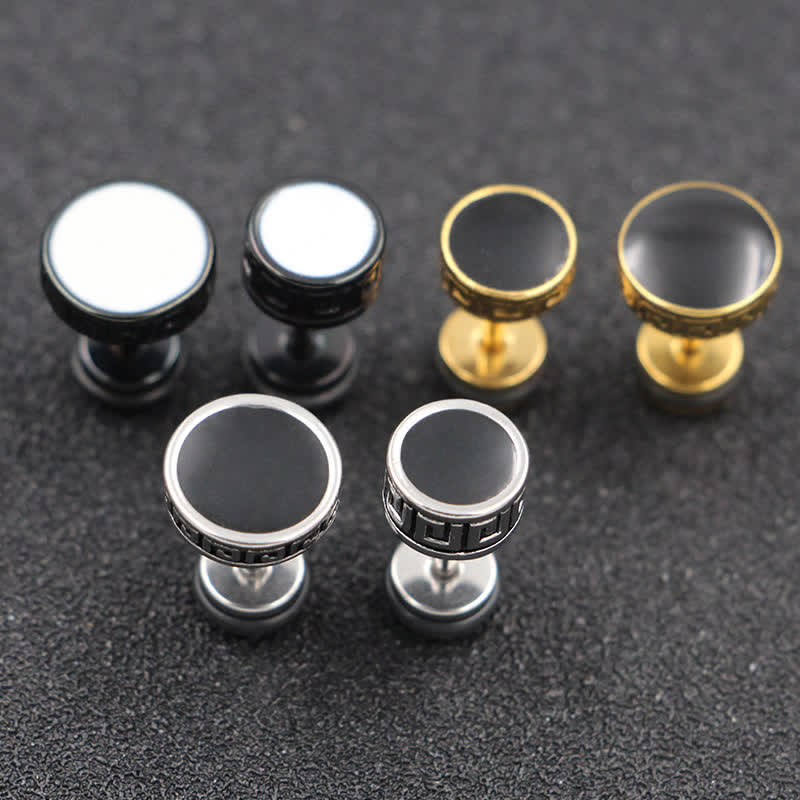 Boucles d'oreilles à tige rondes en acier titane pour hommes cool Buddha Stones - image 10