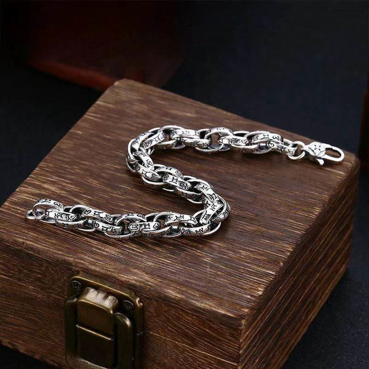 Bracelet tibétain en Buddha Stones avec amulette sculptée Om Mani Padme Hum