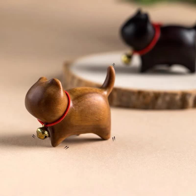 Buddha Stones de santal vert Petite feuille Bois de santal rouge Chat mignon Animaux Décoration de paix apaisante - Chat en bois de santal vert - image 1