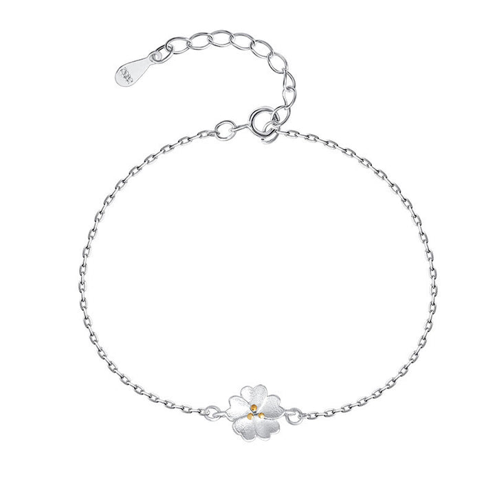 Bracelet chaîne de bénédiction en argent sterling 925 avec Buddha Stones et fleurs de cerisier