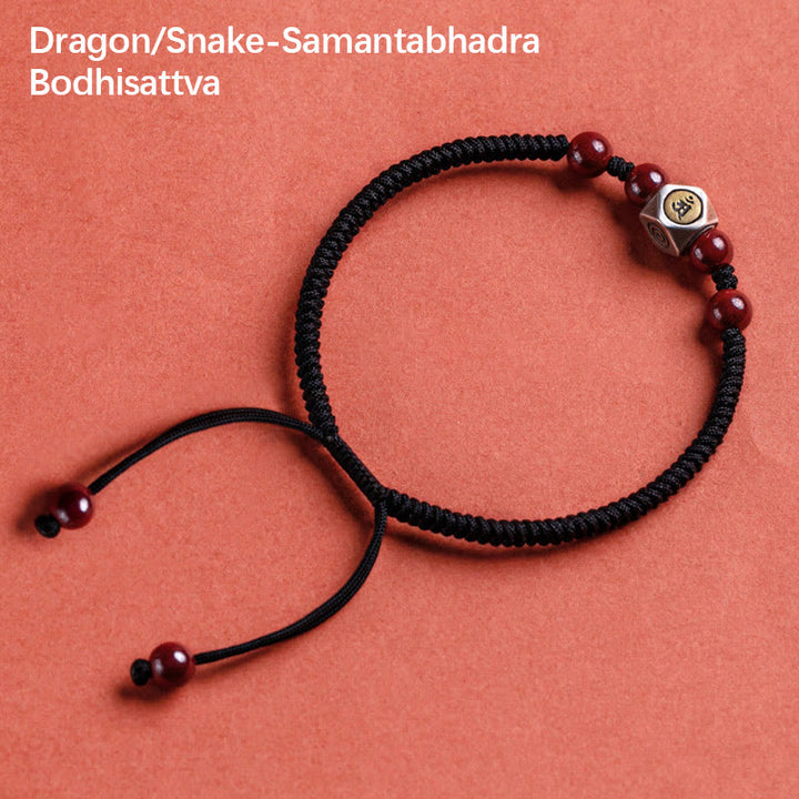 Bracelet Buddha Stones de Bouddha et Signes du Zodiaque Chinois Natal Bouddha Cinabre - Dragon/Serpent-Samantabhadra Bodhisattva - Noir (tour de poignet 14-18 cm) - image 16