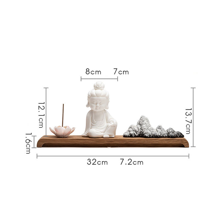 Buddha Stones Fleur de Lotus Tathagata Kwan Yin Avalokitesvara Ksitigarbha Méditation Bâton en céramique Brûleur d'encens Décoration