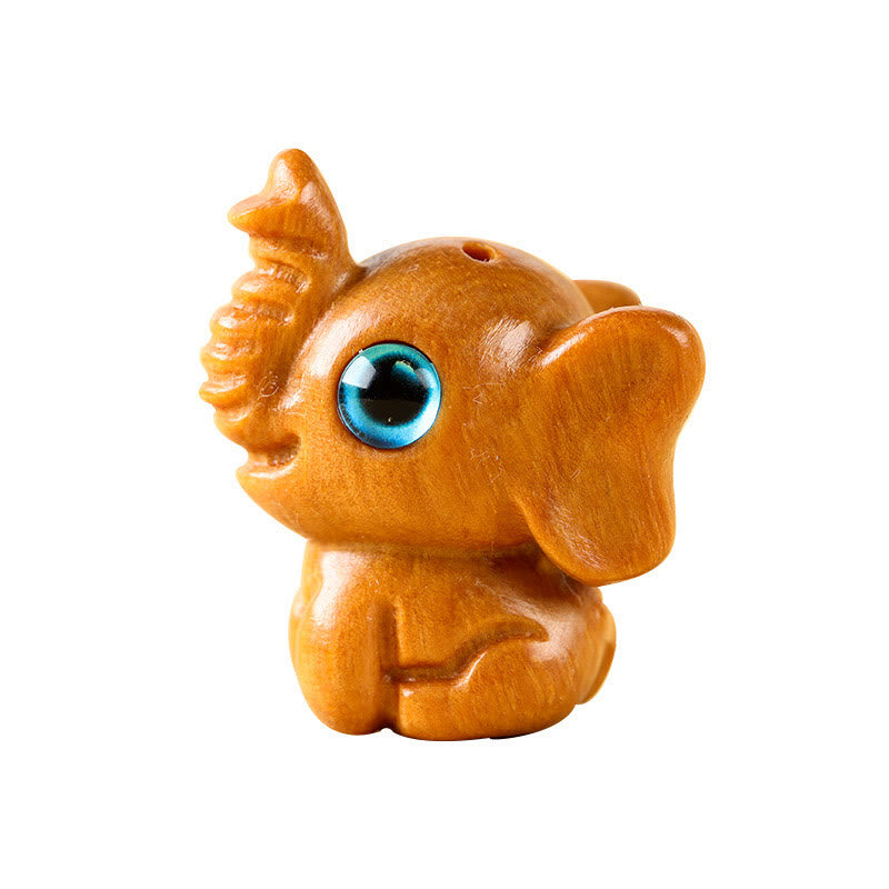 Buddha Stones Bois de santal Petite feuille Bois de santal rouge Bois de santal vert Mini éléphant porte-bonheur sculpté Décoration de protection