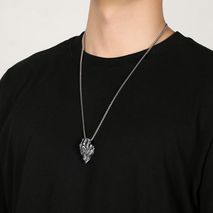 Collier pendentif en métal avec tête de dragon en étain pur et Buddha Stones - image 6