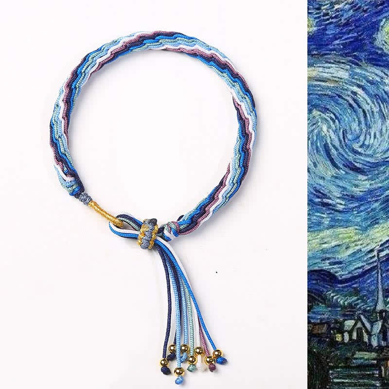 Bracelet tressé de protection avec cordon porte-bonheur et nœud de réincarnation