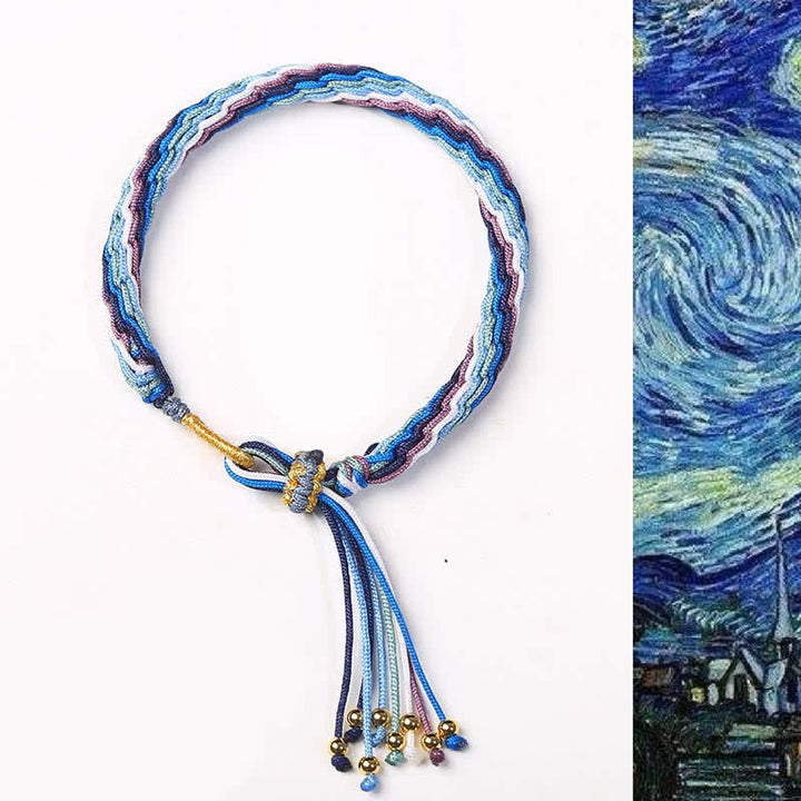 Bracelet tressé de protection avec cordon porte-bonheur et nœud de réincarnation