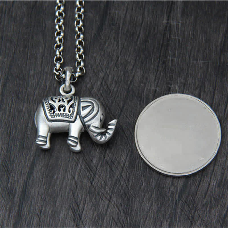 Collier pendentif force éléphant en argent sterling 990 Buddha Stones