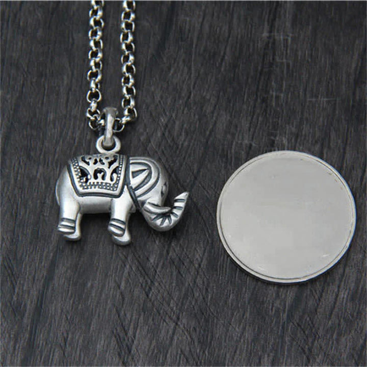 Collier pendentif force éléphant en argent sterling 990 Buddha Stones