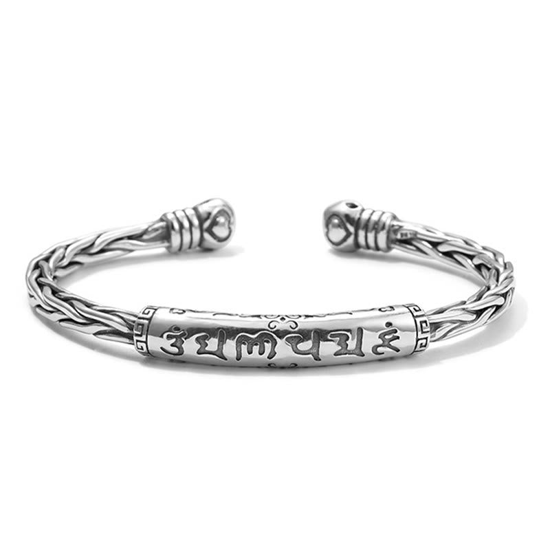 Bracelet manchette gravé Buddha Stones Tibet Om Mani Padme Hum