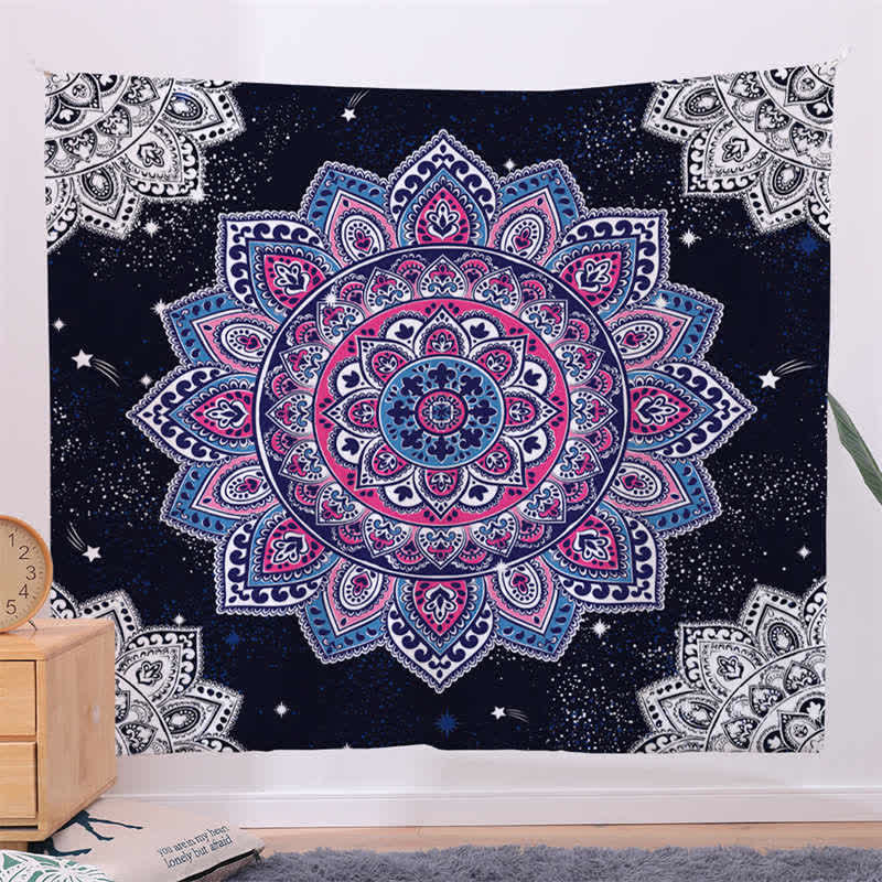 Tapisserie murale à motif mandala bohème, art mural, focus sur la créativité, décoration de salon pour la maison