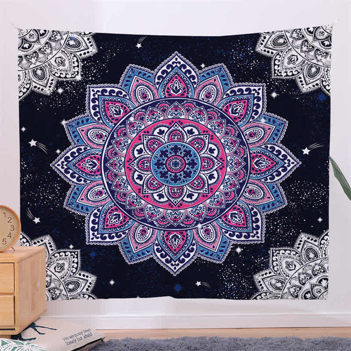 Tapisserie murale à motif mandala bohème, art mural, focus sur la créativité, décoration de salon pour la maison