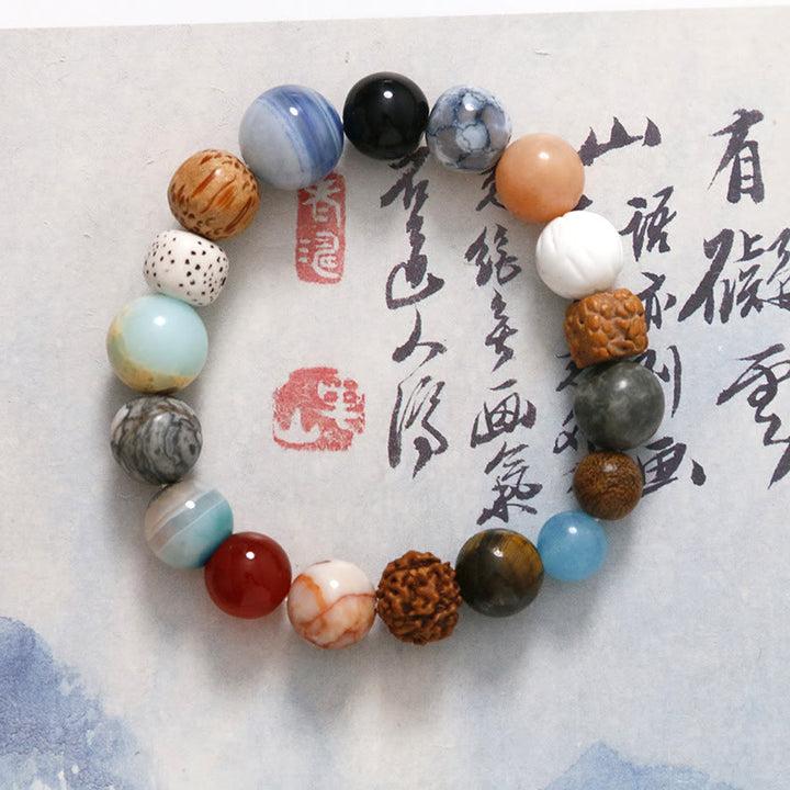 Bracelet en pierre de cristal de graine de Bodhi naturelle en agate de Buddha Stones pour éloigner les mauvais esprits