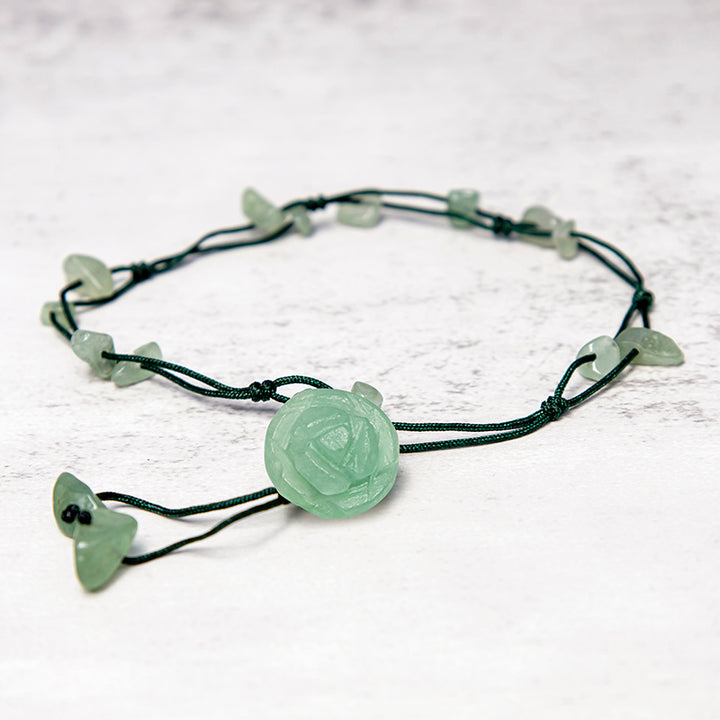 Buddha Stones Améthyste Cristal Rose Aventurine Verte Bracelet de Cheville de Guérison de la Paix Intérieure
