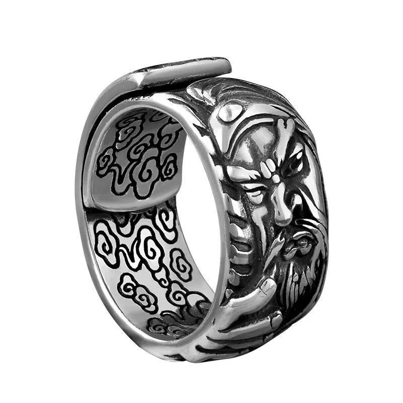 Bague de richesse avec amulette de nuages de bon augure Guan Gong