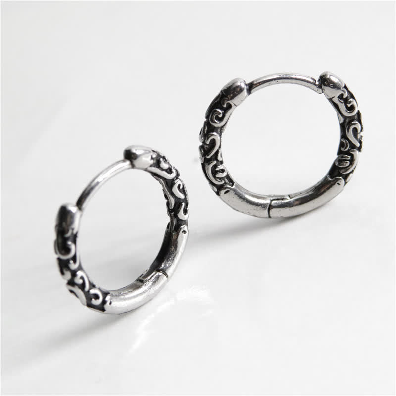Boucles d'oreilles créoles celtiques vikings Buddha Stones en acier titane