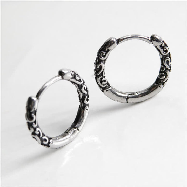 Boucles d'oreilles créoles celtiques vikings Buddha Stones en acier titane