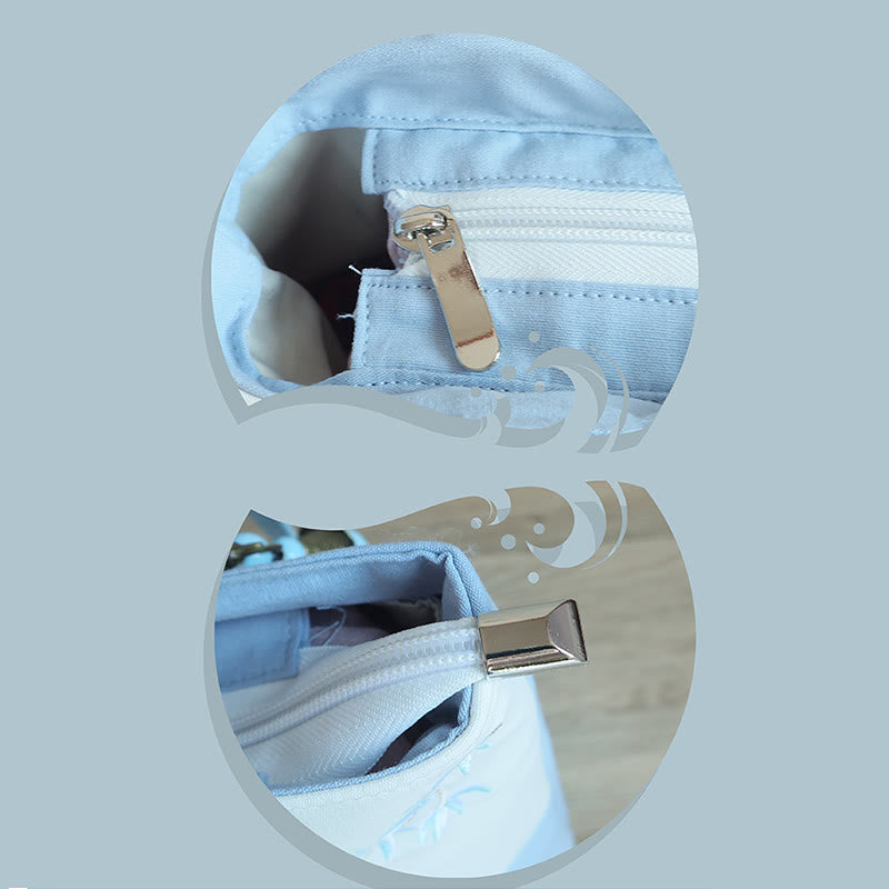 Sac à bandoulière en toile brodée de bambou avec fleur de poire, prunier, fleur de pêcher, grande capacité, sac fourre-tout - image 8