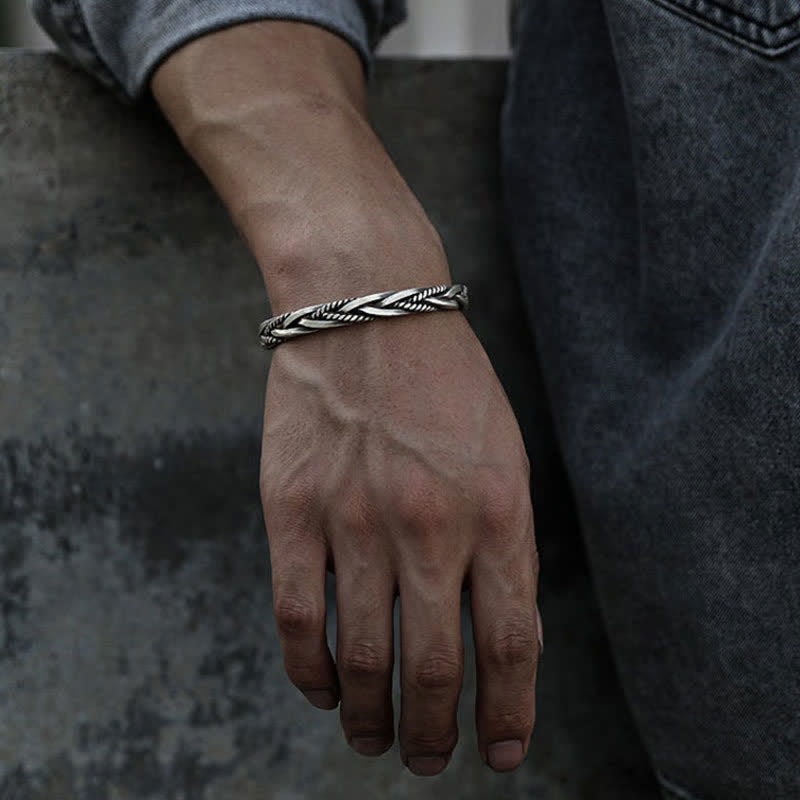 Bracelet d'équilibre en cuivre tressé torsadé de style viking Buddha Stones
